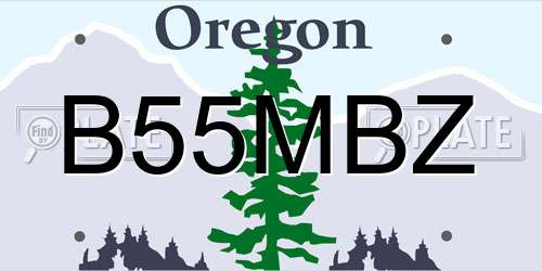 B55MBZ Oregon License Plate