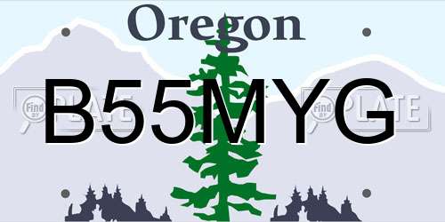 B55MYG Oregon License Plate