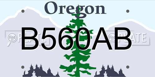 B560AB Oregon License Plate