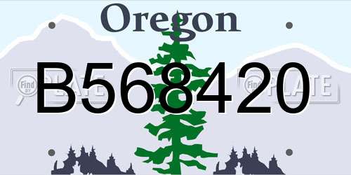 B568420 Oregon License Plate