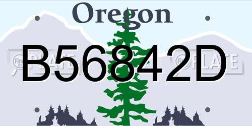 B56842D Oregon License Plate