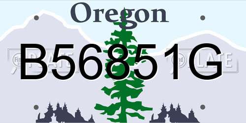 B56851G Oregon License Plate