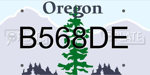 B568DE Oregon License Plate