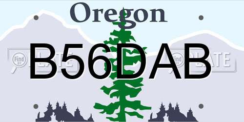 B56DAB Oregon License Plate