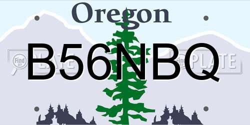 B56NBQ Oregon License Plate