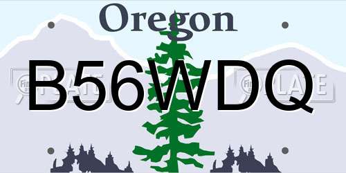B56WDQ Oregon License Plate