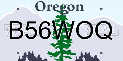 B56WOQ Oregon License Plate