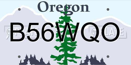 B56WQO Oregon License Plate