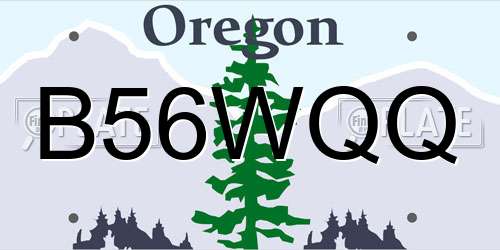 B56WQQ Oregon License Plate