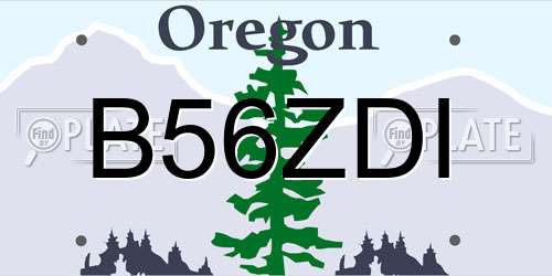B56ZDI Oregon License Plate
