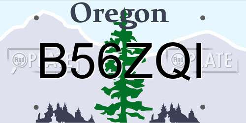 B56ZQI Oregon License Plate