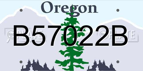 B57022B Oregon License Plate
