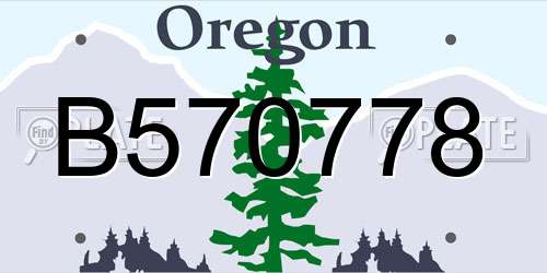 B570778 Oregon License Plate