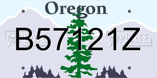 B57121Z Oregon License Plate