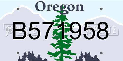 B571958 Oregon License Plate