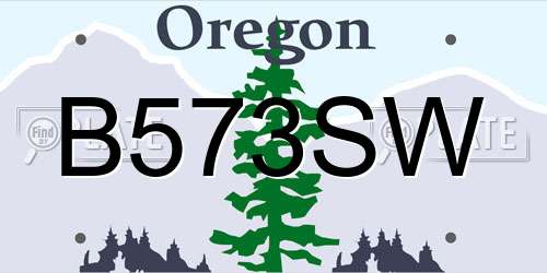 B573SW Oregon License Plate