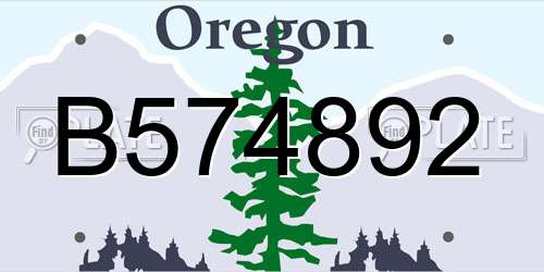 B574892 Oregon License Plate