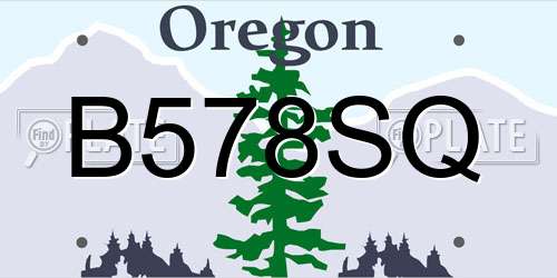 B578SQ Oregon License Plate