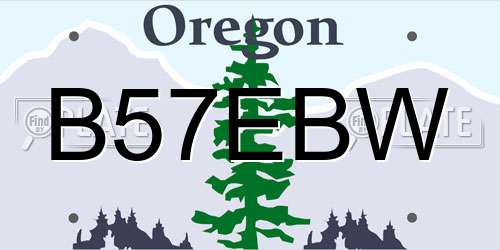 B57EBW Oregon License Plate