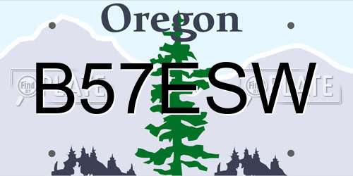 B57ESW Oregon License Plate