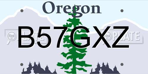 B57GXZ Oregon License Plate