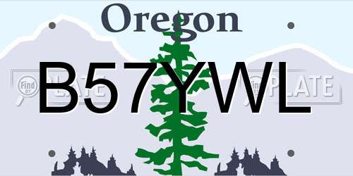 B57YWL Oregon License Plate