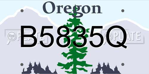 B5835Q Oregon License Plate
