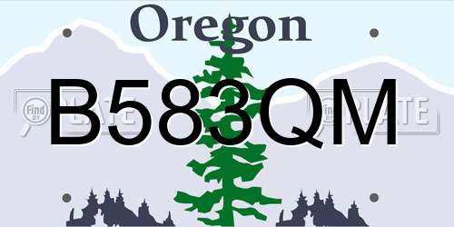 B583QM Oregon License Plate