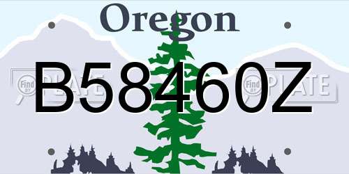 B58460Z Oregon License Plate