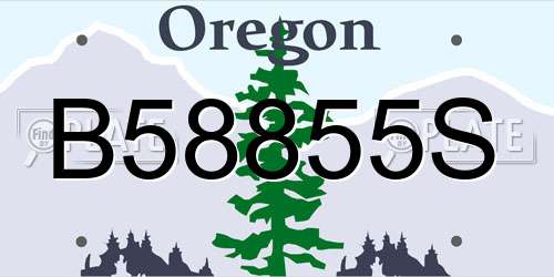 B58855S Oregon License Plate