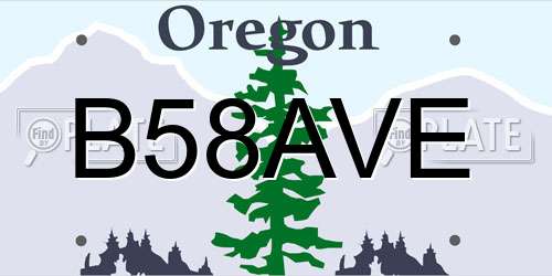 B58AVE Oregon License Plate