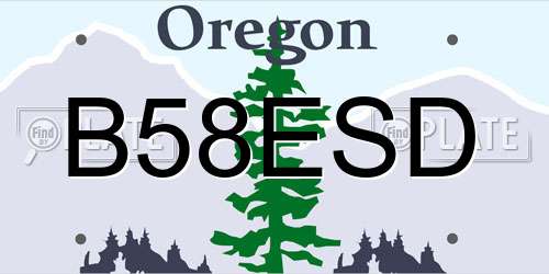 B58ESD Oregon License Plate