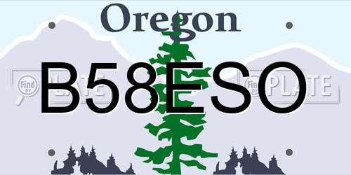 B58ESO Oregon License Plate