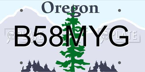 B58MYG Oregon License Plate