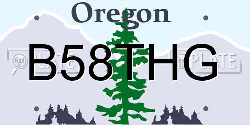 B58THG Oregon License Plate
