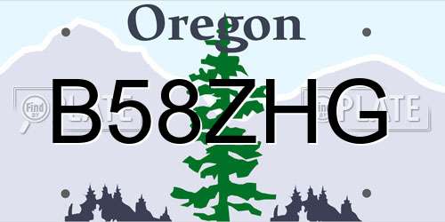 B58ZHG Oregon License Plate