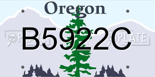 B5922C Oregon License Plate