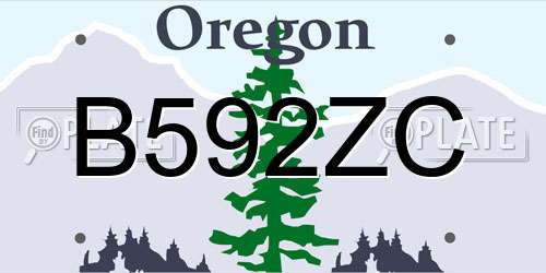 B592ZC Oregon License Plate