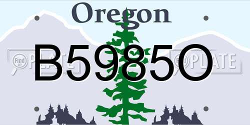 B5985O Oregon License Plate