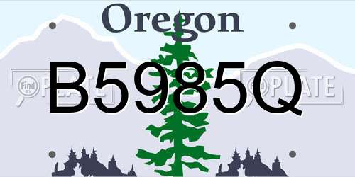 B5985Q Oregon License Plate