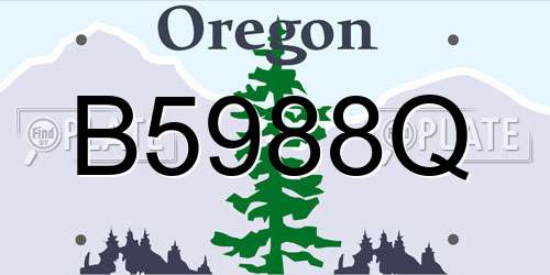 B5988Q Oregon License Plate