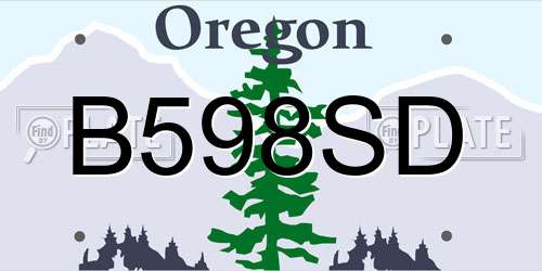 B598SD Oregon License Plate