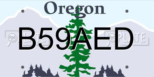 B59AED Oregon License Plate