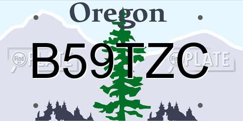 B59TZC Oregon License Plate