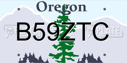 B59ZTC Oregon License Plate