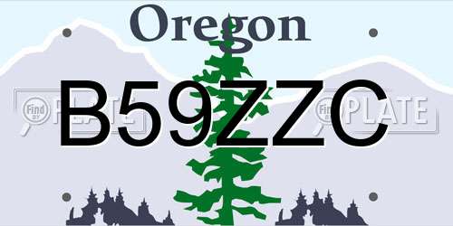 B59ZZC Oregon License Plate