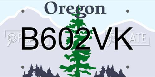 B602VK Oregon License Plate