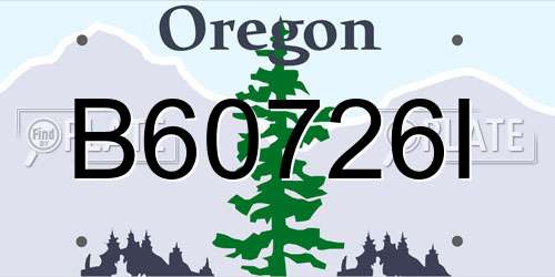 B60726I Oregon License Plate