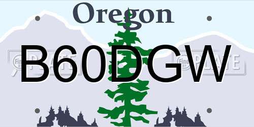 B60DGW Oregon License Plate
