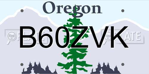 B60ZVK Oregon License Plate